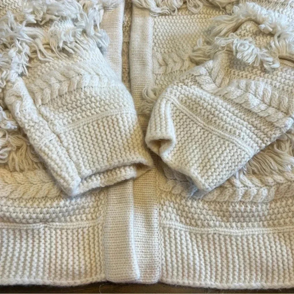 Madewell Desert Valley Fringe Cardigan Cream Western Boho Coastal Grandma Knit M - Picture 8 of 11